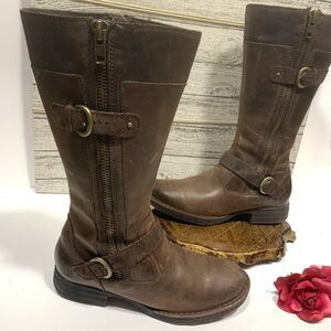 Born Oiled Leather Satchel Riding Calf Boots Womens Size 7.5
